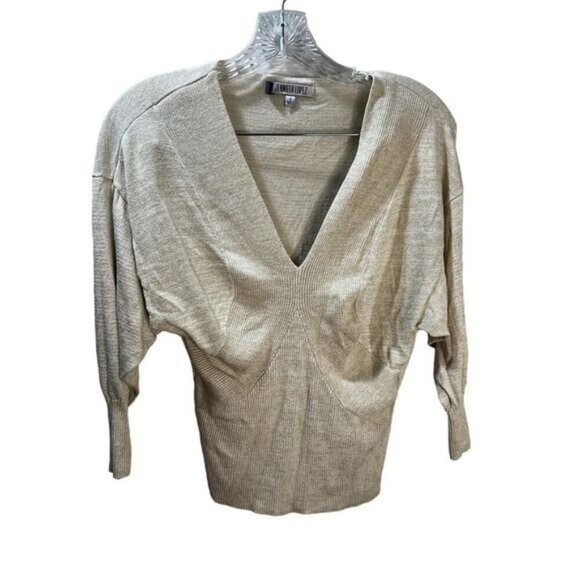 Jennifer Lopez Ribbed V-Neck Sweater Small - Picture 1 of 5